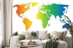 Naklejka: Weltkarte w regenbogenfarben - vektor