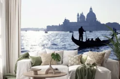 Naklejka: Wenecja, canal grande mit gondel und kirche santa maria della