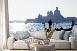 Naklejka: Wenecja, canal grande mit gondel und kirche santa maria della