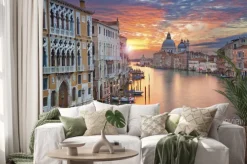 Naklejka: Wenecja o zachodzie słońca widok na kanał i bazylikę