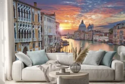 Naklejka: Wenecja o zachodzie słońca widok na kanał i bazylikę