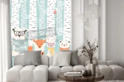 Naklejka: Wesoło bożych narodzeń pocztówka z niedźwiedziami, lisem i królikiem