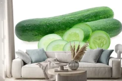 Naklejka: Wet ogórek samodzielnie na białym tle.