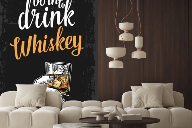 Naklejka: Whisky i napis na czarnym tle