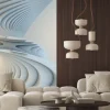 Naklejka: White stripe pattern futuristic background. 3d render illustration