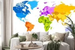 Naklejka: Świat mapa jasna barwa