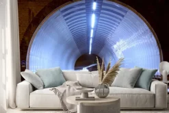 Naklejka: Światła samochodu w tunelu, miasta nocą.