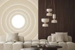 Naklejka: Światło rura internetowej, wyśrodkowany widok z wnętrza tunelu