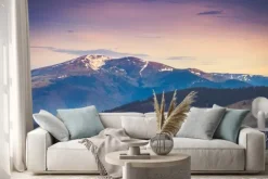 Naklejka: Widok górskiego krajobrazu ze śniegiem