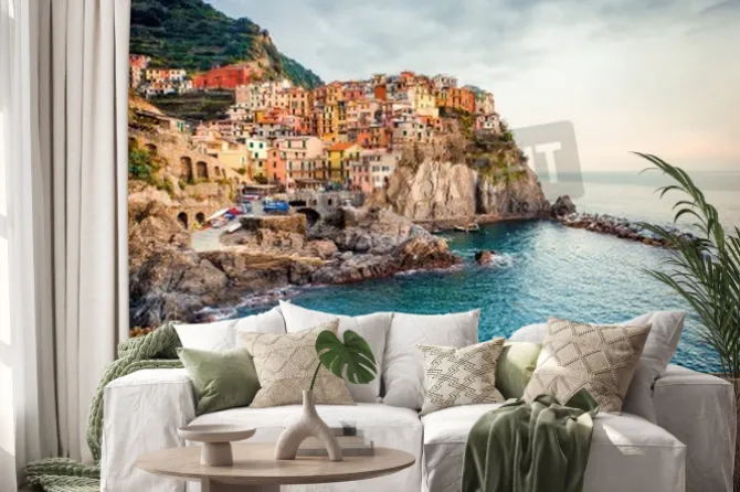 Naklejka: Widok manarola. manarola to niewielka miejscowość w prowincji