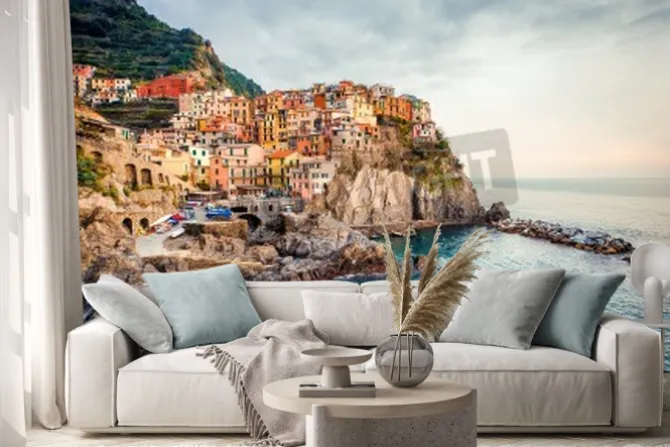 Naklejka: Widok manarola. manarola to niewielka miejscowość w prowincji