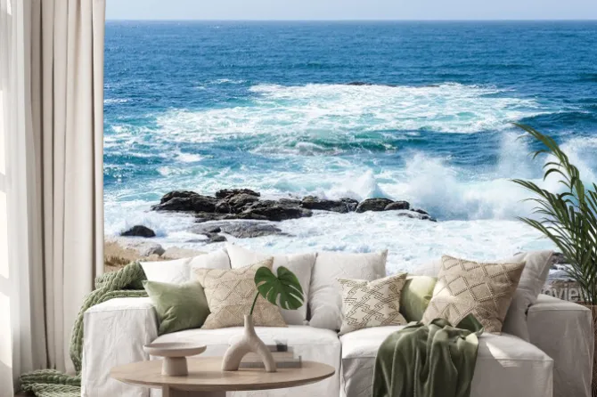 Naklejka: Widok na fale na oceanie