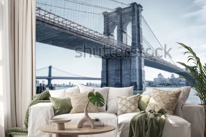 Naklejka: Widok na most brookliński w nowym jorku