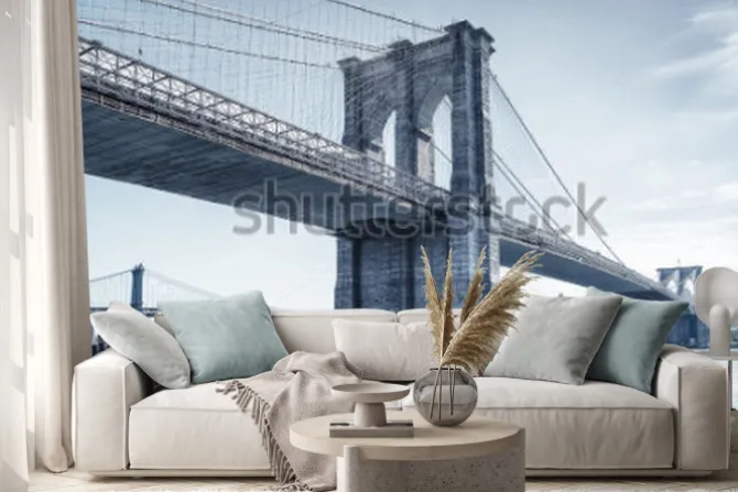 Naklejka: Widok na most brookliński w nowym jorku