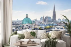 Naklejka: Widok na wiedeń skyline z katedry świętego szczepana w rano,