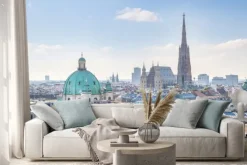 Naklejka: Widok na wiedeń skyline z katedry świętego szczepana w rano,