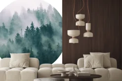 Naklejka: Widok w okręgu na zamglony las