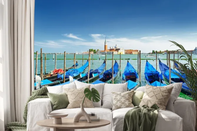 Naklejka: Widok z gondoli na lagunie weneckiej, wenecja, włochy