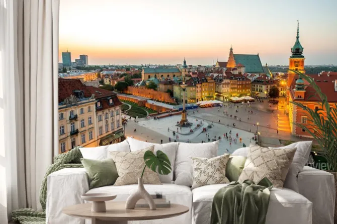 Naklejka: Widok z góry na starym mieście w warszawie