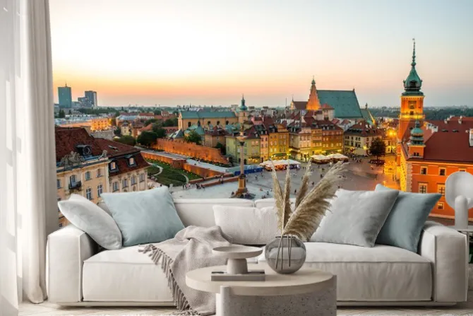 Naklejka: Widok z góry na starym mieście w warszawie