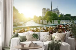 Naklejka: Widok z katedry notre dame w paryżu z słynnych zamków miłości