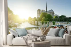 Naklejka: Widok z katedry notre dame w paryżu z słynnych zamków miłości