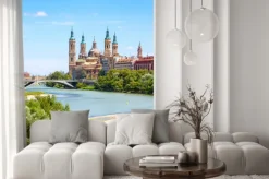 Naklejka: Widok z lotu ptaka saragossie, w hiszpanii z bazyliki