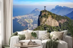 Naklejka: Widok z lotu ptaka chrystusa odkupiciela w rio de janeiro i miasta