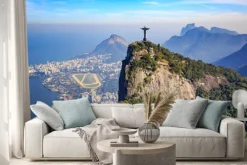 Naklejka: Widok z lotu ptaka chrystusa odkupiciela w rio de janeiro i miasta