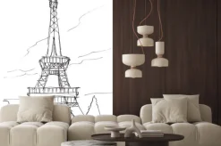 Naklejka: Wieża eiffla doodle szkic dłoni długopis