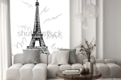Naklejka: Wieża eiffla w stylu rysunkowym