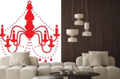 Naklejka: Świecznik czerwona sylwetka na białym tle