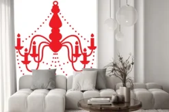 Naklejka: Świecznik czerwona sylwetka na białym tle