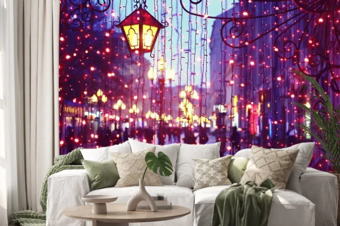 Naklejka: Wieczór avenue ze światłami