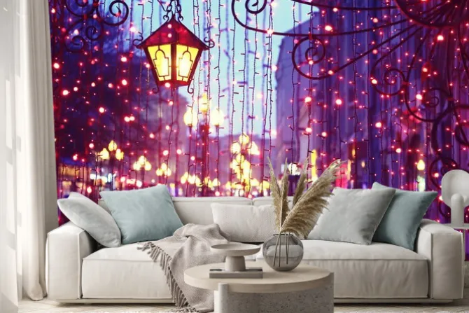 Naklejka: Wieczór avenue ze światłami