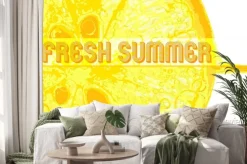 Naklejka: Świeże cytryny z tekstem latem świeże