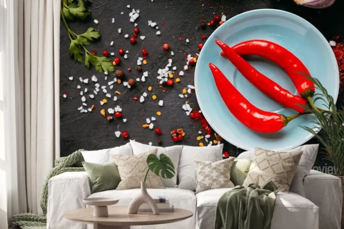 Naklejka: Świeże czerwone chili