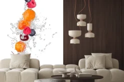 Naklejka: Świeże owoce w plusk wody