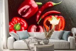 Naklejka: Świeże warzywa kolorowe papryki