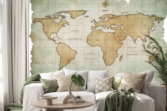 Naklejka: Wieku mapa świata samodzielnie na białym tle