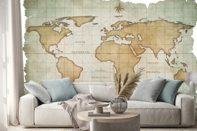 Naklejka: Wieku mapa świata samodzielnie na białym tle