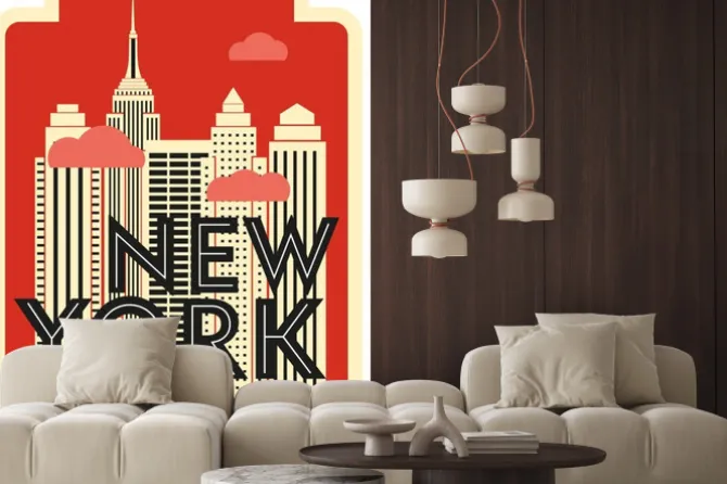 Naklejka: Wieżowce nowego jorku w stylu plakatowym