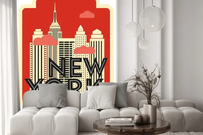 Naklejka: Wieżowce nowego jorku w stylu plakatowym