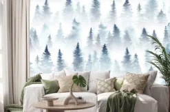 Naklejka: Świerkowy las w mgle