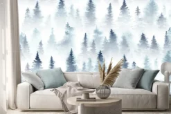 Naklejka: Świerkowy las w mgle