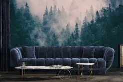 Naklejka: Wierzchołki drzew tonące we mgle