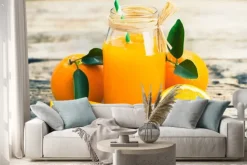 Naklejka: Świeży sok z pomarańczy