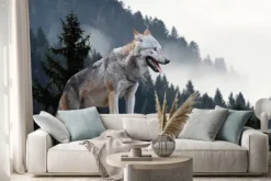 Naklejka: Wilk obserwujący las z wysokiego punktu