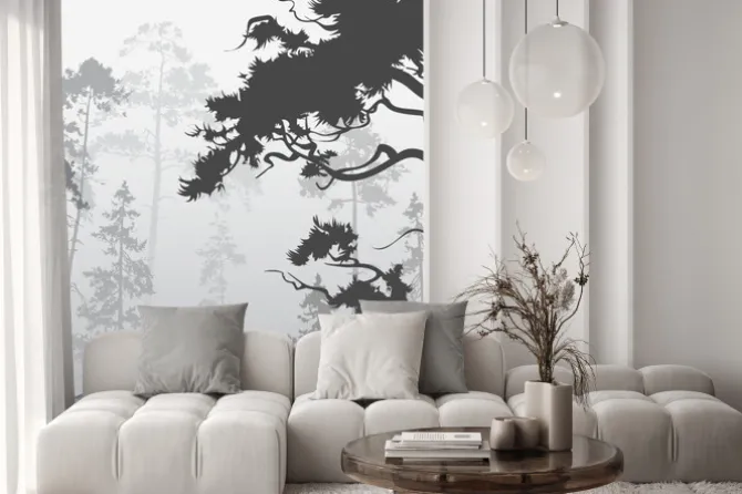 Naklejka: Wilk w lesie