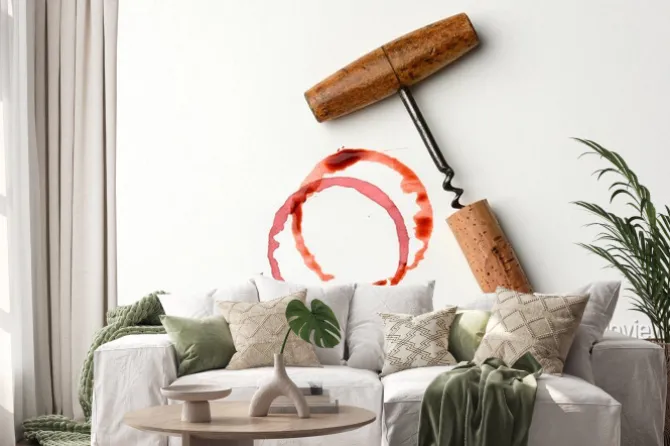 Naklejka: Wine stain i antyczne korkociąg